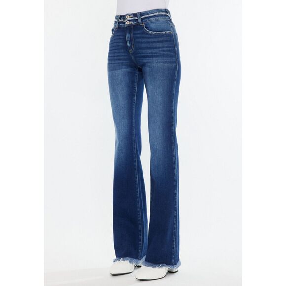 KanCan for Maurices | High Rise Curvy Double Button Bootcut Jean Dark Wash 27" - Picture 1 of 8